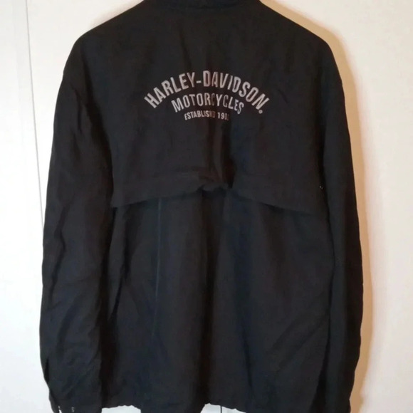 Harley Davidson women's large Nylon jacket black gray snap buttons / zipper - Picture 3 of 12